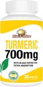 Rise- N- Shine 700 mg kurkuminy turmerowej z czarnym pieprzem - Ziołowe suplementy do skóry i wspólnego wsparcia - 30- Day Supply
