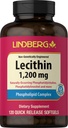 Lindberg Lecithin 1200mg Supplement Agregat 124; dla mężczyzn i kobiet Agregat 124; 120 Kapsułek Softgel Agregat 124; Kompleks fosfolipidów Agregat 124; Non-GMO, Gluten Free