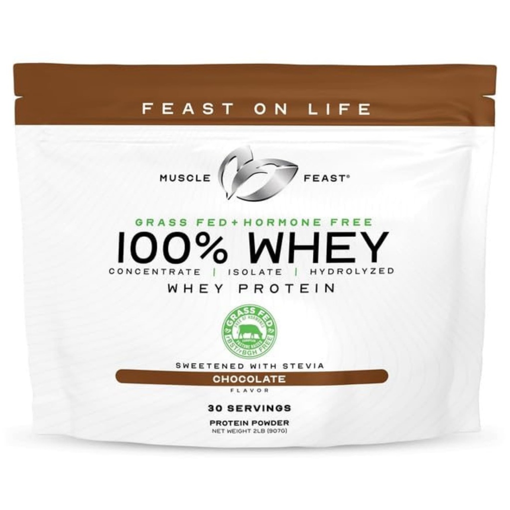 Muscle Feast 100% Grass Fed Protein Serwatka w proszku, Wszystkie naturalne hormon wolne paure białka serwatki podrasowany proszek dla kobiet & Men- Koncentrat serwatki, izolacja i hydrolizowany proszek z białka - Czekolada, 2lb