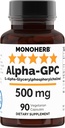 MONOHERB Alpha- GPC 500 mg - 90 Kapsułek wegańskich, Nootropowe do Wspomagania Mózgu, Skupianie, Pamięć, Motywacja i Energia