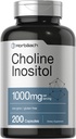 Horbaach Choline Inositol 1000mg Supplement Agregat 124; 200 kapsułki Agregat 124; Non- GMO, Gluten Free