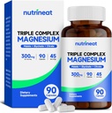 Triple Magnezu Complex (90 Kapsułek), 300 mg Magnezu Glicynian, Cytrynian i jabłczan dla mięśni, Nerwy, & Energia, Wysoka Absorpcja, Wegan, Non- GMO