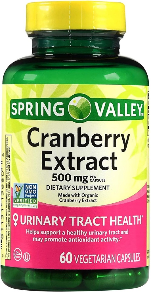 Spring Valley Cranberry Extract, 60 count, 500 mg na kapsułkę