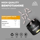 Benfotiamina 450mg - 90 Kapsułek, Wspiera zdrowie komórkowe z kwasem lipoikowym alfa & L- Leucyna, Daily Nutritional & Wellness Formuła