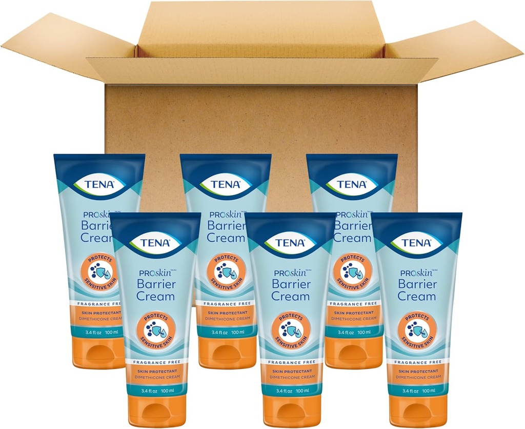 TENA ProSkin Barrier krem do skóry kruchej, Wolny zapach, 3.4 Fl. Oz, Opakowanie 6