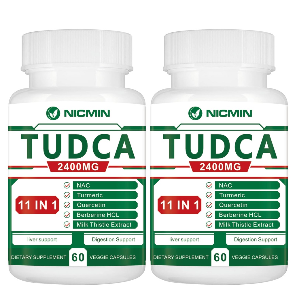TUDCA Suplementy 2400MG, Bile Salts Complex dla detox wątroby i pęcherzyka żółciowego Cleanse, Antystarzenie dla mężczyzn i kobiet, Zdrowie pokarmowe 120 Kapsułki