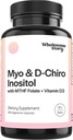 Myo- Inositol & D- Chiro Inositol Kapsułki z MTHF, Folate, Witamina D 124; Wsparcie dla funkcji jajników, Hormony Równowaga, & Homocysteina Poziomy 124; Dodatek płodności dla kobiet 124; 360 Hrabia 40: 1 Stosunek
