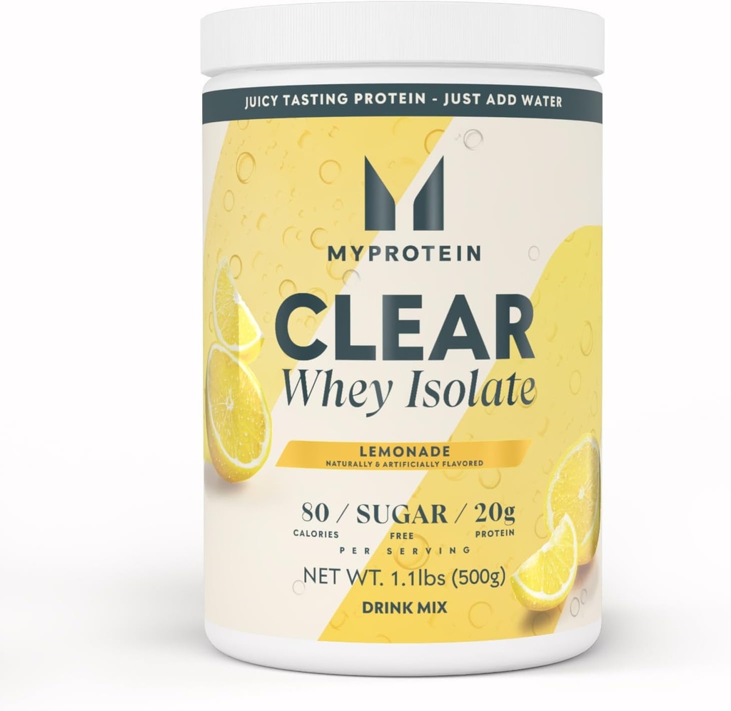 Myprotein Clear Whey Isolate Protein Powder, 1.1 Lb (20 Servings) Lemoniada, 20 g Białko na serwowanie, Natural Flavored Drink Mix, Daily Protein Intake for Superior Performance