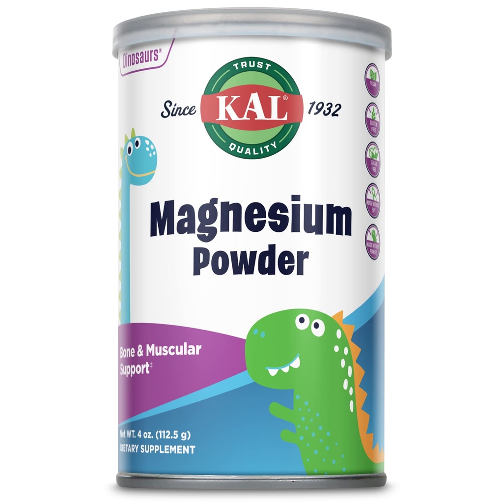 KAL Magnezu Proszek, Magnez dla dzieci, Czysty Magnezu Citrate Proszek, Zdrowy rozwój kości, Mięśnie i Nerve Wsparcie funkcji, Wegan, Gluten Free, Cukier wolny, 90 Służenia, 4 oz