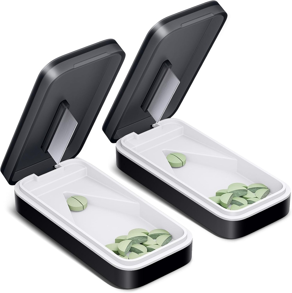 ONE PIX Pill Cutter 2 Pack, Pill Splitter ze stali nierdzewnej Blade, Pill Cutter Splitter dla małych i małych pigułek z V- Shaped Design, Pill Cutters dla małych lub dużych pigułek zawodowych (Black 01)