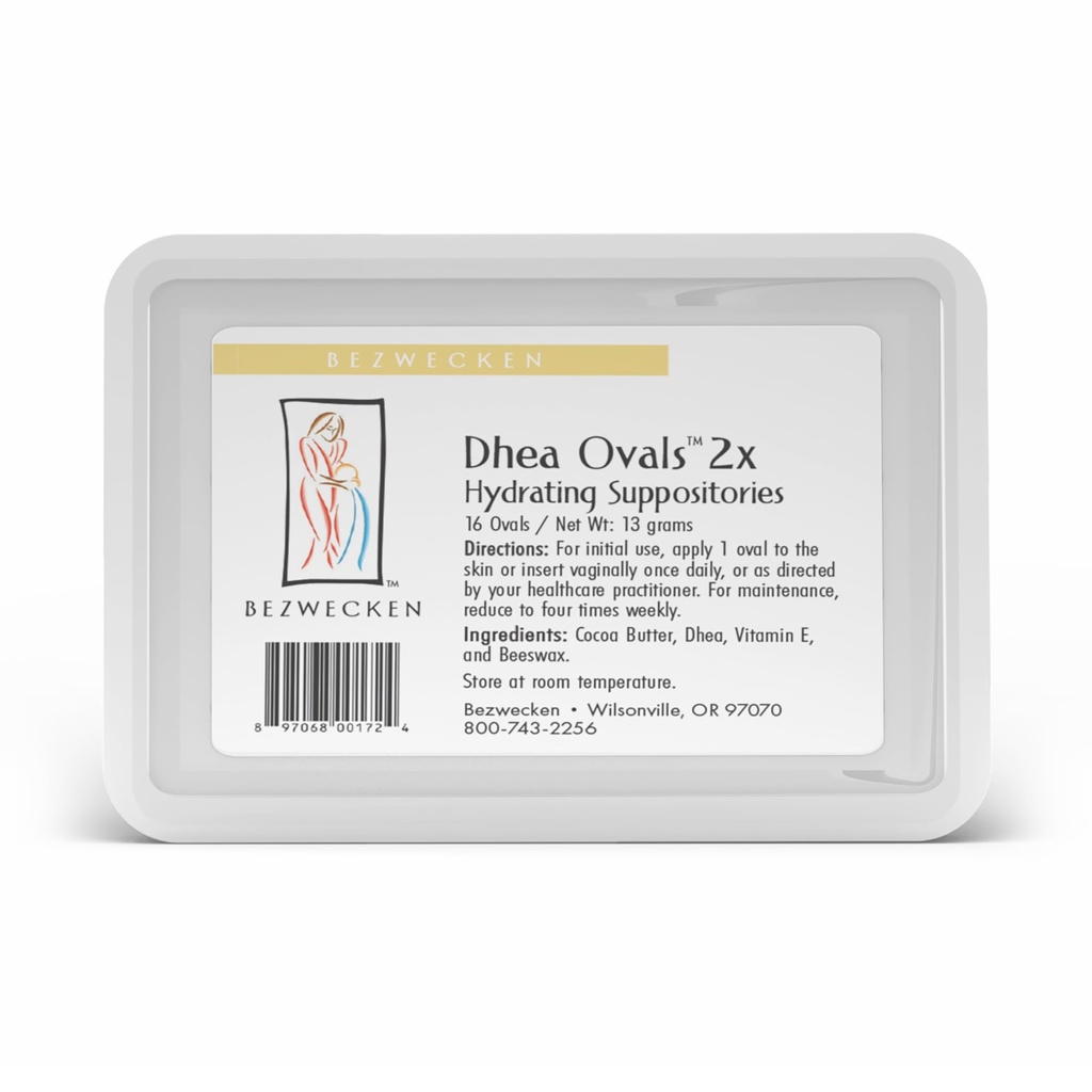 Bezwecken - DHEA Ovalls 2X - 16 Owalne Supposerie - Wolny od Estrogenu i Progesteronu - Ta sama Zaufana Formuła - Profesjonalnie skomponowana do łagodzenia suchości pochwy u kobiet menopauzalnych