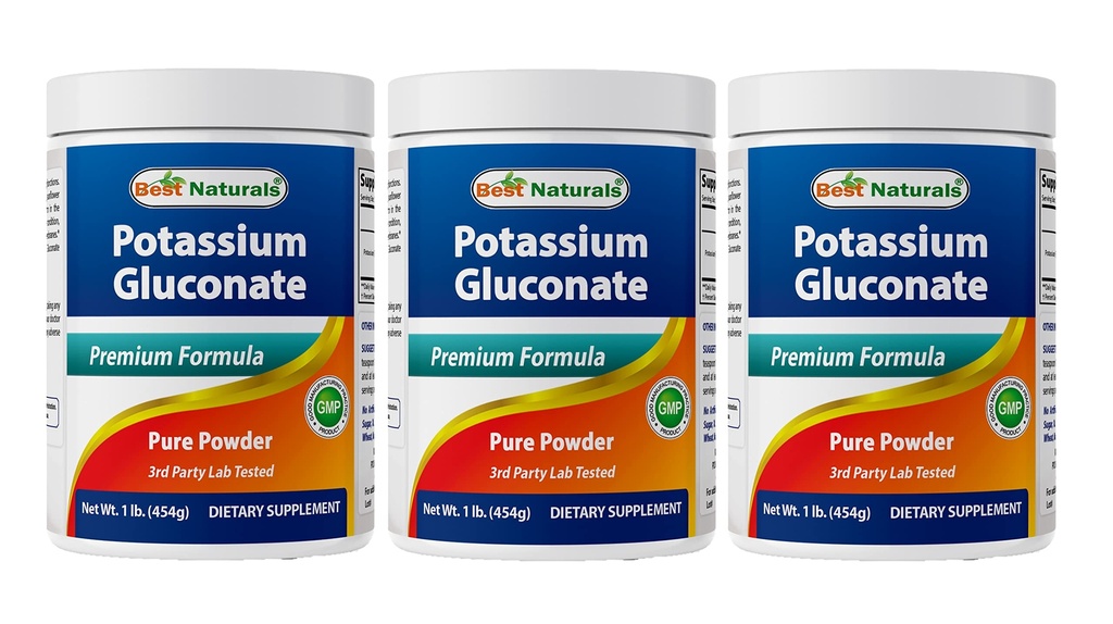 Najlepszy naturalny Glukonian potasu 1lb Proszek (1 LB (Opakowanie po 3))