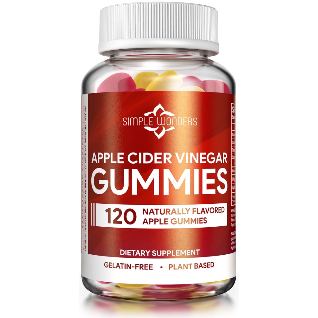 Jabłko Cydr Gummie ocet z matką - Gummie ACV dla detox, Czyszczenie i wsparcie immunologiczne - Made with Black Carrot & Ginger Dry Extract - Pectin Based, Non-GMO, Gluten- Free (120 Gummies)
