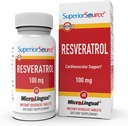 Superior Source Resveratrol 100 mg - Suplement diety dla zdrowego starzenia - Wspiera zdrowie mózgu i serca - Nie-GMO & Gluten- Free - 60 Mikrojęzyczne- Rozpuścić tabletki