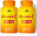 ALFA VITAMINS witamina C Suplement 1000mg, Potężny przeciwutleniacz do immunologicznego wsparcia i zdrowej skóry, Promotes Colagen Formation, Suplement diety do codziennego Wellness, 100 tabletek, 2 Butelka