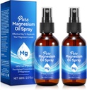 Olej magnezowy Spray, Czysty olej magnezowy do stóp, 100% Naturalny i organiczny Magnezu Spray Butelka szklana, Łatwy do Absorbowania i wykorzystania, Topical Magnezu Oil (4 Fl Oz, Opakowanie 2)