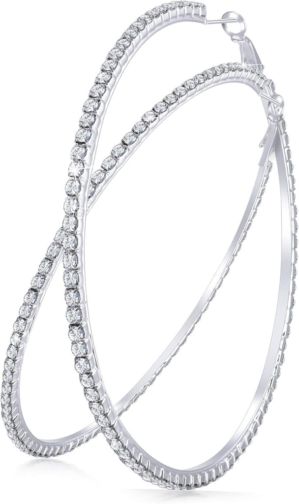 Duże kolczyki Rhinestone Hoop błyszczące Crystal Rhinestone Dangle Duże kolczyki Hoop dla kobiet Wedding Party Favor, 80 mm