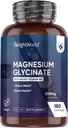 WeightWorld Glycinate Magnezu kapsułki 200mg - 180 Kapsułek (3 miesiące) z witaminą B6 - Biodostępne suplementy Glycinate Magnezu - Trzydniowy Tested Party, Wegan, Non-GMO, & Allergen- Free