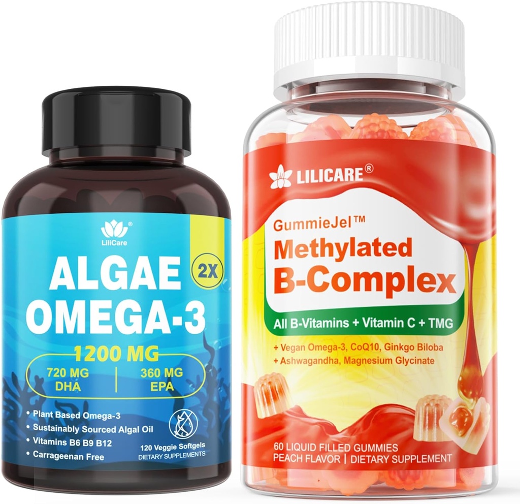 Witamina B Kompleks wypełnionych gumek i plant- Algae Omega 3 1200mg Suplement