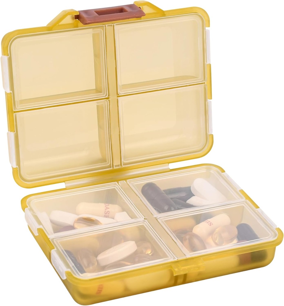 Travel Pill Organizator Małe 8 Komory gridowe Pill Holder Box - Przenośny pojemnik na leki - Codzienne Cotygodniowy Organizator Lekarstwa