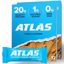 Atlas Protein Bar - 20g Czysty Protein, 1 g Natural Sugar, No Seed Oils, Gluten Free, No Sztuczne Sweeters - Vanilla Almond 24 Count