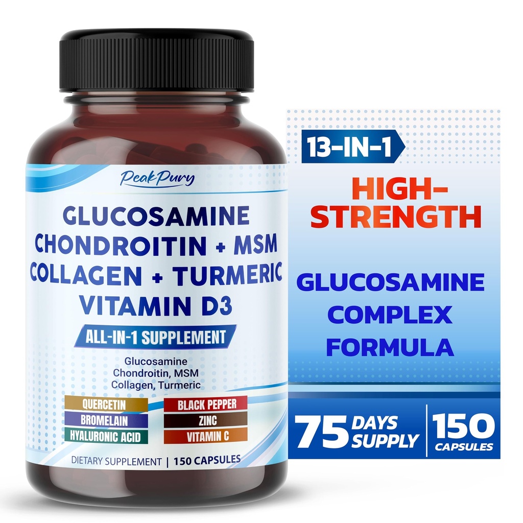 Glukozamina Chondroitin MSM Collagen Turmeric - Joint Health Support - Made in USA