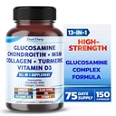 Glukozamina Chondroitin MSM Collagen Turmeric - Joint Health Support - Made in USA