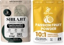 Jungle proszki Premium Duo: 5oz Surowy Shilajit & 3.5oz Passion Fruit Powder - Mens 's Energy Support, Immune Boost, z zamrożeniem Suchy Passion Fruit Powder for Baking, Smoothies, Dodatek-Free Extract