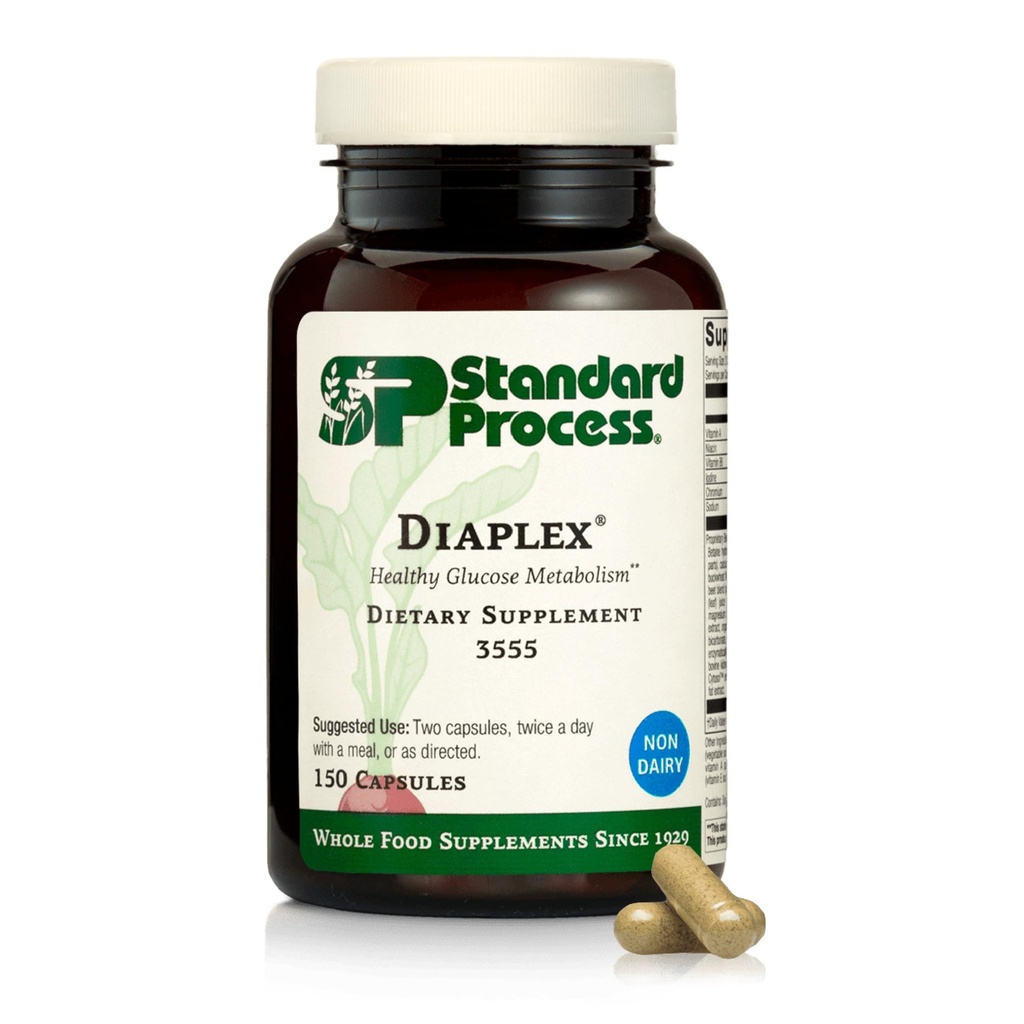 Standardowe Diaplex Process - Suplement do Pancreas & Wsparcie pęcherzyka żółciowego - Zawiera Chrom & Antyoksydant Witamina A - Non-Dairy - 150 Kapsułki (75 Słupki)
