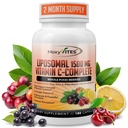 Witamina liposomalna C z kapsułkami cynku - Vit C Organic Elderberry, Amla, Camu Camu- Vitamina C Wysoka absorpcja, Anti Aging, Immune Support, 1500mg / Podawanie 3 Miesięczne Gluten Free NON GMO Veggie Caps