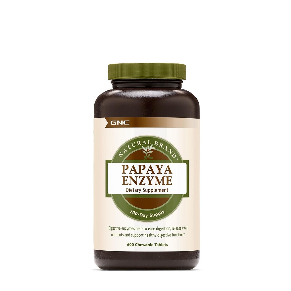 GNC Natural Brand Papaya Enzym, wspomaga zdrowe funkcje pokarmowe, 600 tabletek