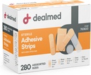 Dealmed Assorted Variety Pack Elastyczne bandaże adhezyjne Sterylne Bandaże z Non-Stick Pad, Latex Free, Opieka nad ranami dla zestawu pierwszej pomocy (280 Bandaże)
