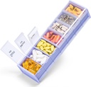 2 razy dziennie - Betife 7 Day Pill Box, AM PM Pill Case z podwójną warstwą Jumbo Kompleks do pigułek, Witamina, Olej rybny, Suplementy (Puple / biały)