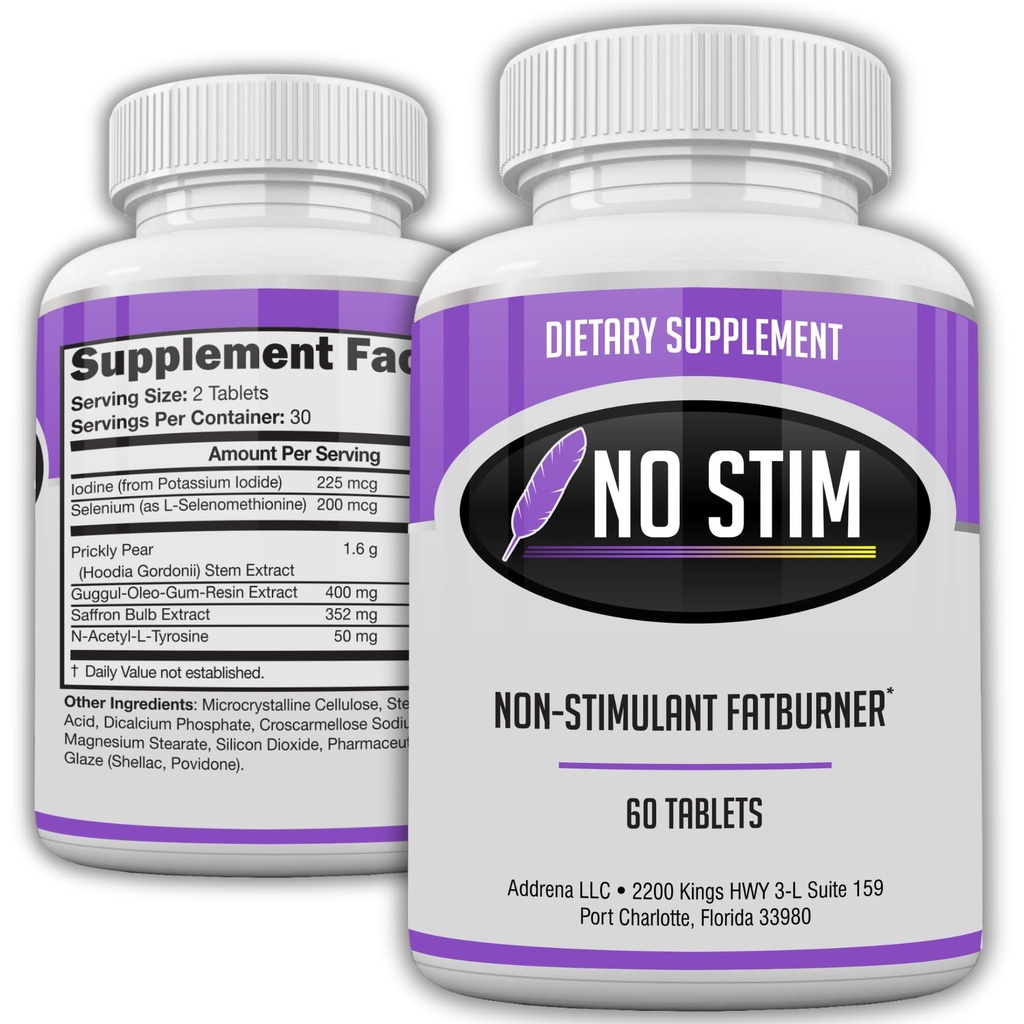 No- Stim Non Stimulant Fat Burner Diet Pigułki, że Work- Appetite Supressant & Najlepszy Kofeina Bezpłatny suplement odchudzania - Naturalny Termogeniczny Tłuszcz Strata Pill- 60 Tabletki