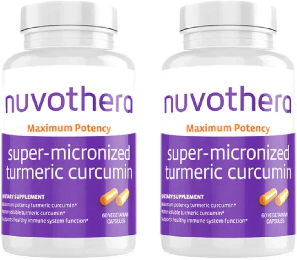 Nuvothera Super-Micronized Turmeric Curcumin Capsules 2-Month Supply Rapid Absorption, Whole Root, Non-GMO, Skin, Gut Health & Antioxidants(120 Capsules)