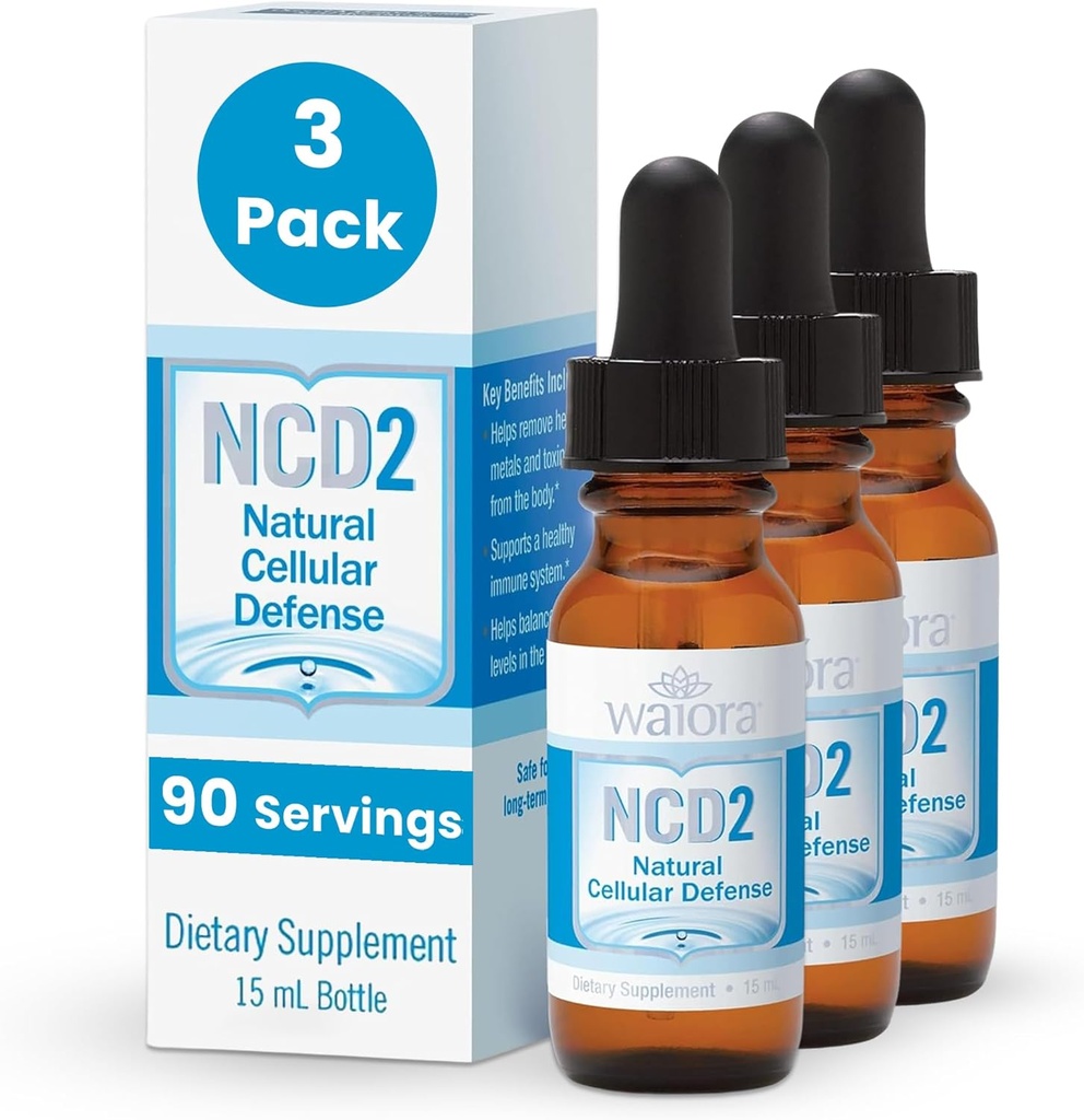 Waiora NCD2 Aktywowane płynne krople zeolitu, Mieszanka w żywności / napojach, Natural Body Cleanse & Promowanie immunologicznego wsparcia, Wszystkie naturalne, pH Balance Zeolite płynne krople - 3 butelki (0.5 oz. ea.) 270 serv.