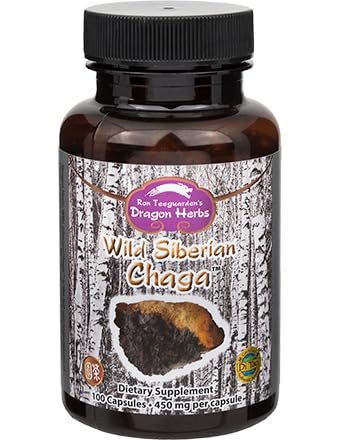 Dragon Herbs - Dzikie Kapsułki Syberyjskie Chaga - 100 Kapsułek, 450 mg Każdy