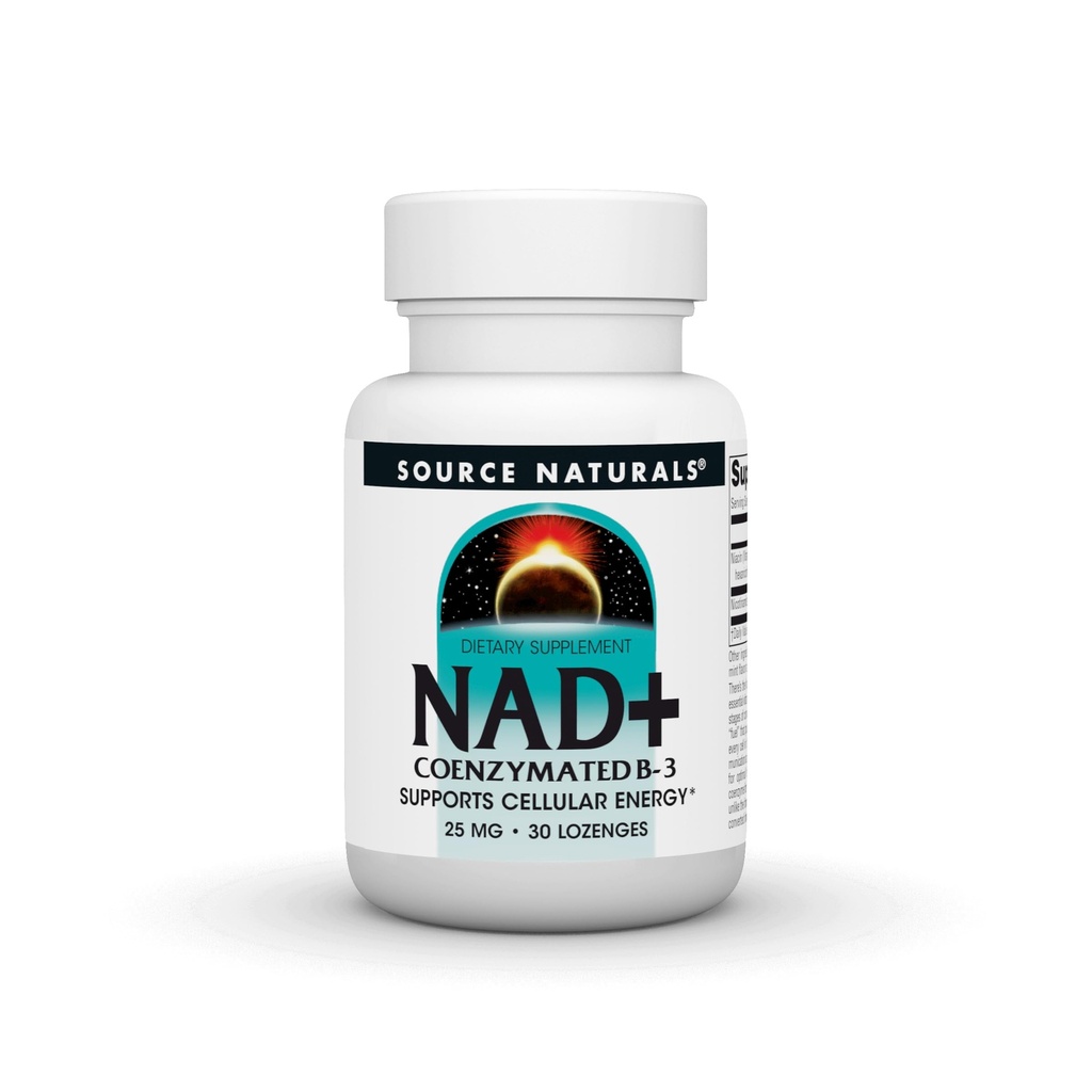 Źródło Naturals NAD +, Coenzymated B-3, Wspiera energię komórkową *, 25 mg - 30 Lozenges
