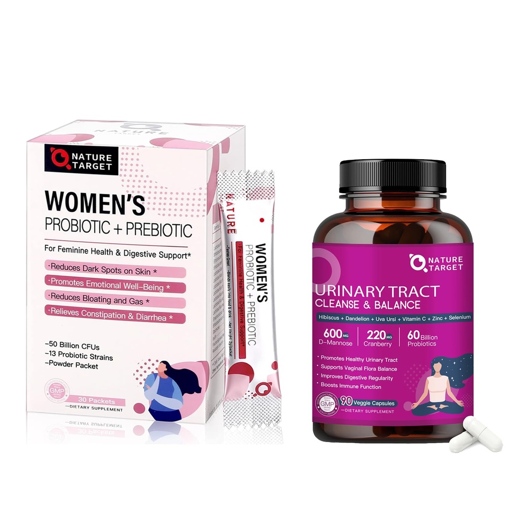 NATURE DOCELOWE Probiotyki dla kobiet Digestive Health & Urynary Tract Health z D Mannose & Cranberry