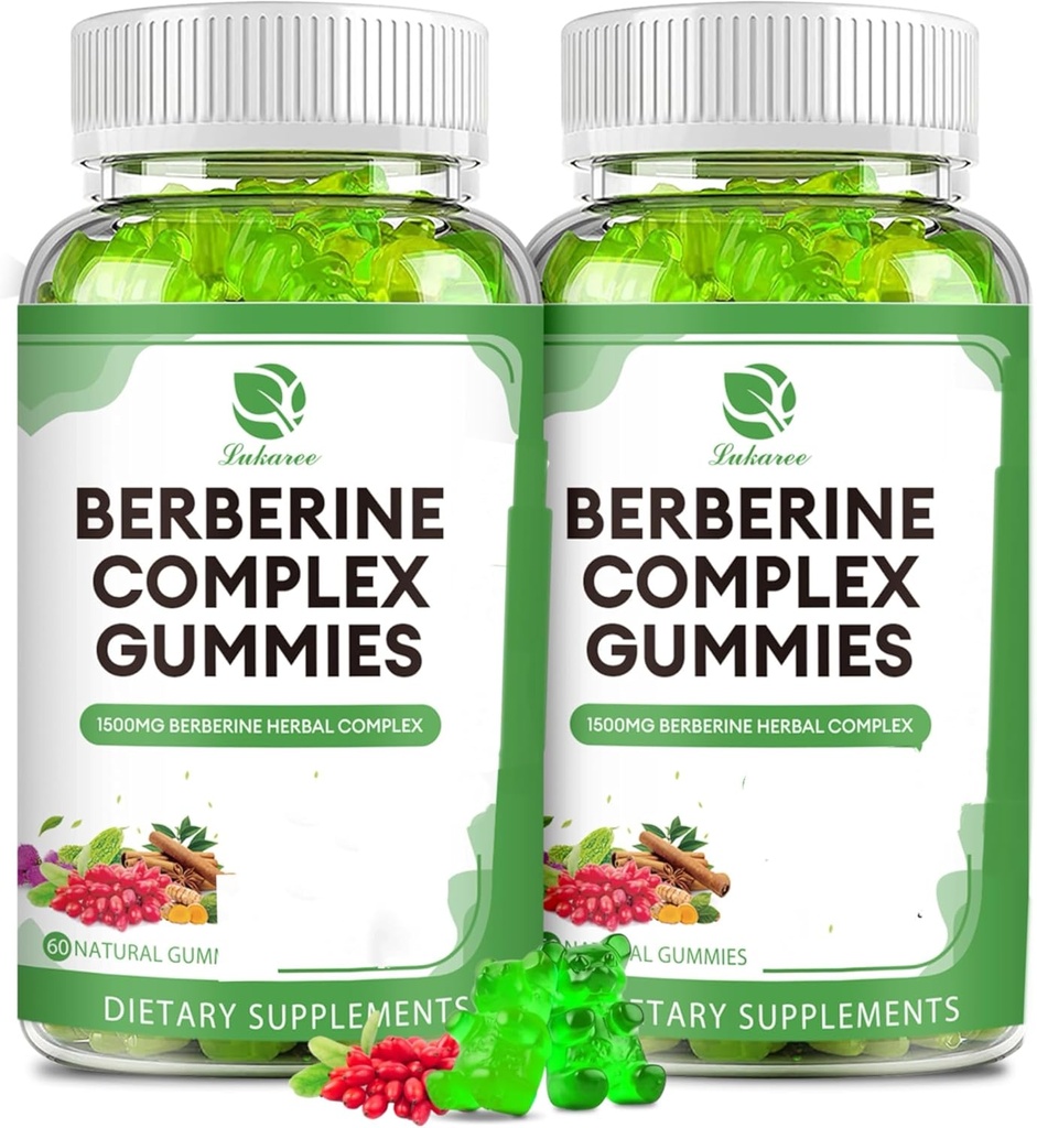 Berberine Complex Gummies- Berberine z Ceylon Cynamon, Turmeric, Melon mleko Thistle Gorzkie dla ogólnego zdrowia immunologicznego -120 Liczby