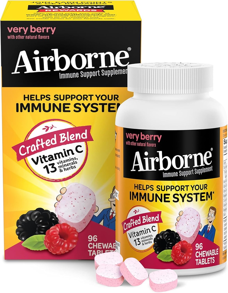 Płynne 1000mg Witamina C Tabletki do żucia z cynku, Suplement wsparcia immunologicznego z mocnych przeciwutleniaczy Witaminy A C & E - 96 Tabletki do żucia, Bardzo Berry Flavor
