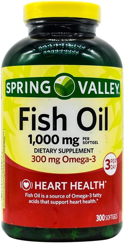 Spring Valley - olej rybny 1000 mg, 300 Softgels