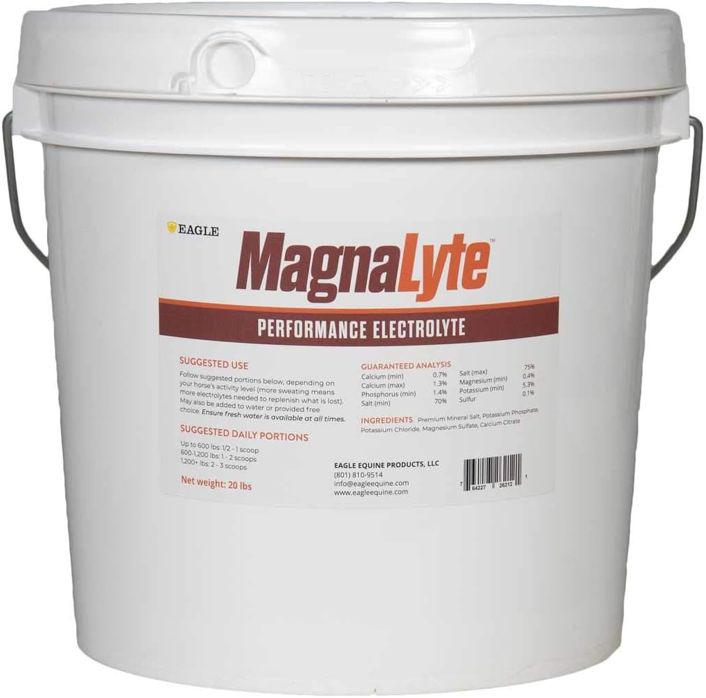 MagnaLyte Loose Salt and Electrolytes for Horses by Eagle Equine Bis124; Mineral sea Salt, Trace Minerals, Electrolytes Bis124; 20 Funt Bucket