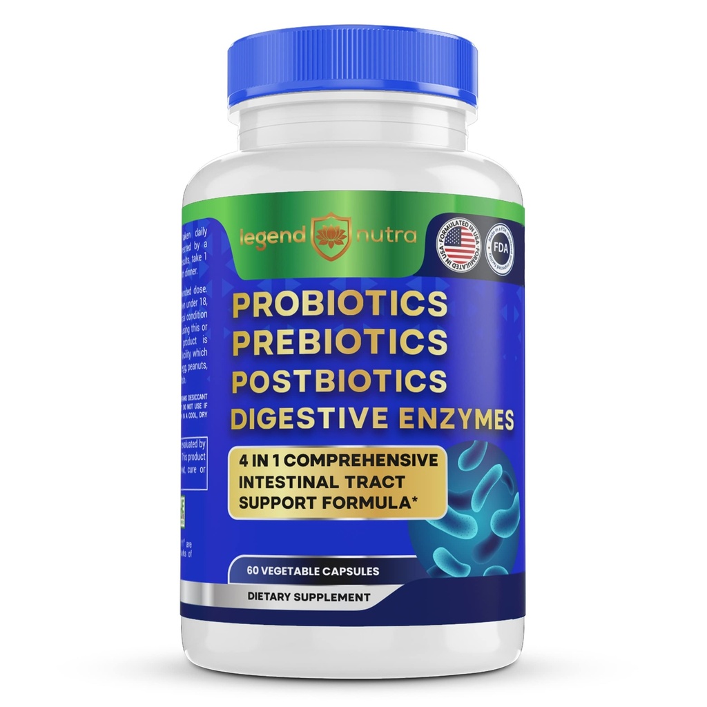 Probiotyki Prebiotyki Postbiotyki Enzymy pokarmowe 4 in 1 Formuła 60 Count (Opakowanie po 1)