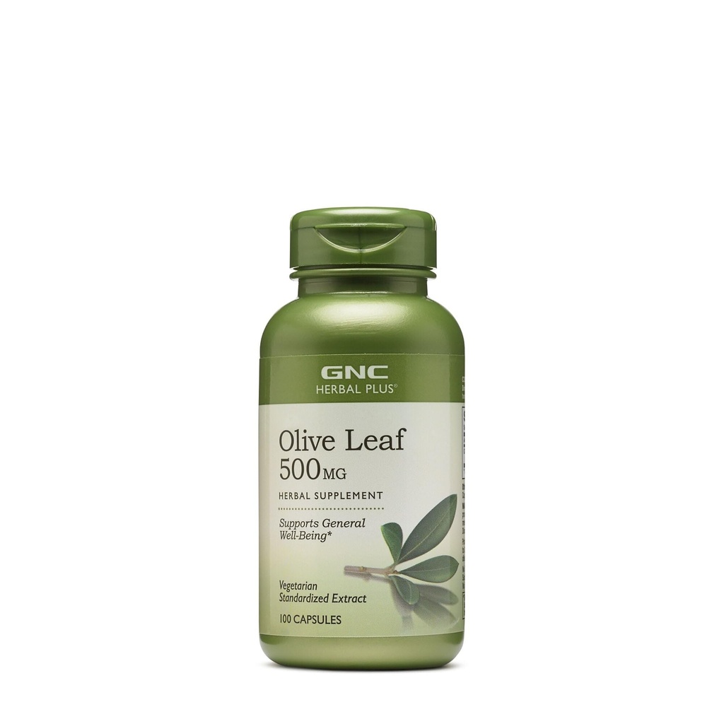 GNC Herbal Plus Olive Leaf 500 mg suplement, wegetarianin, wspiera ogólne Well- Being, 100 Służenia
