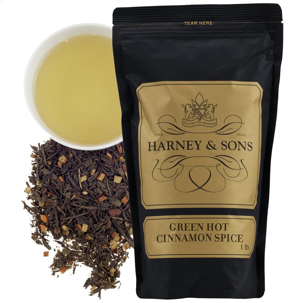 Harney and Sons Green Gorące cynamon przyprawy herbaty 124; 16 oz luźne herbaty liści