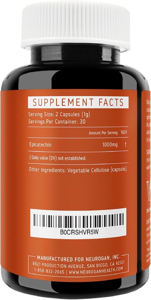 Potężny Epicatechin Kapsułki 500mg Każdy, 1000mg / serving - Zaawansowane wsparcie dla tlenku azotu, Mięśnie Zdrowie i Endurance - dla sportowców Poszukiwana Performance Edge - 30.000 Razem, 60ct. Wyprodukowane w USA