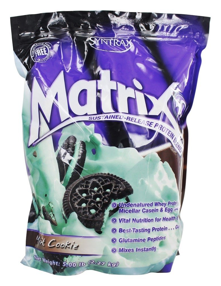 Syntrax Nutrition Matrix Protein Powder, Sustainable Release Blend, Ment Cookie, 5 funtów.