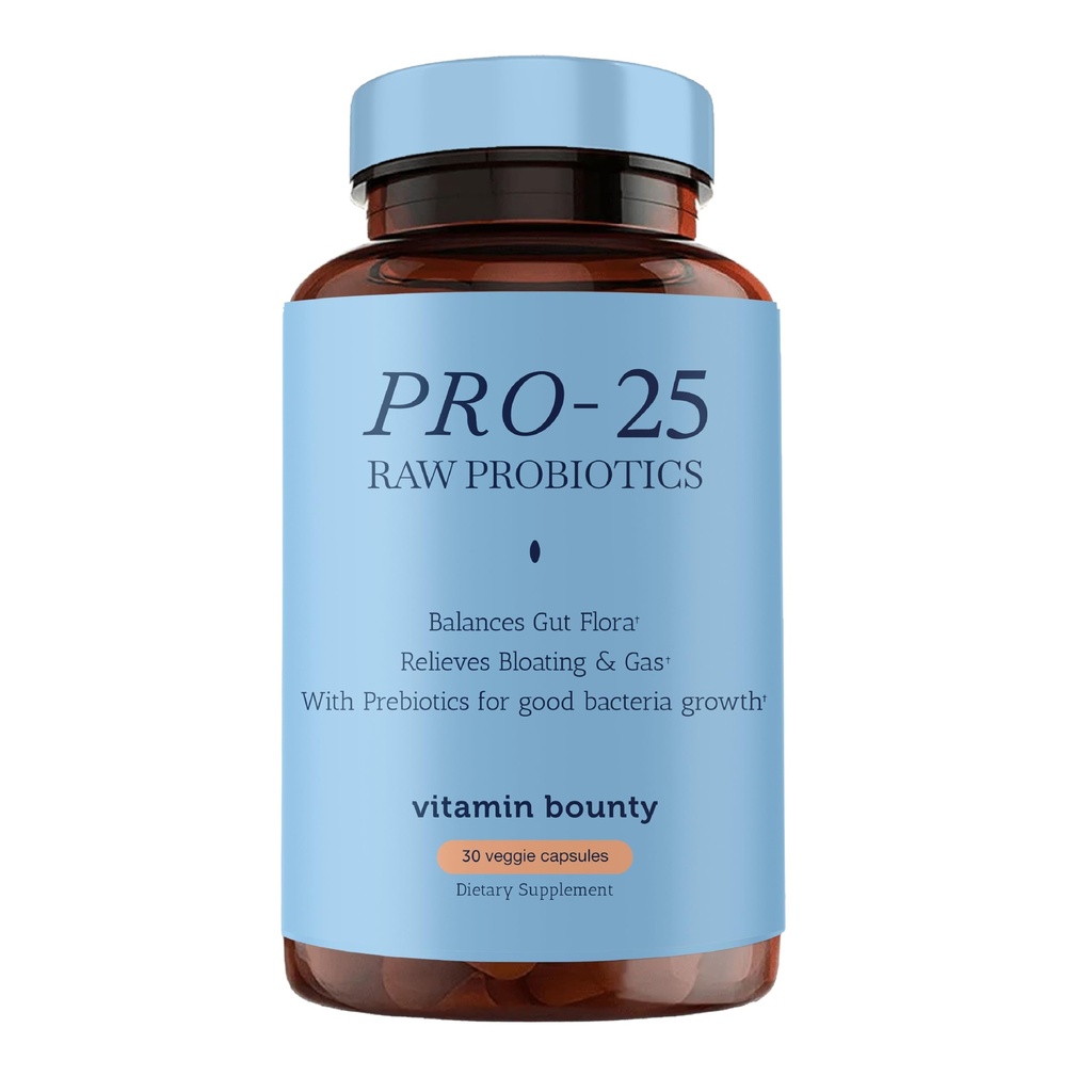 Witamina Bounty Pro- 25 Probiotyk z Prebiotykiem - 25 Miliard CFU dla mężczyzn i kobiet - Pomocnictwo dla zdrowia w żywieniu z Lactobacillus Acidophilus, Bifidobacterium - 30 Kapsułki dzienne dla Gut Health