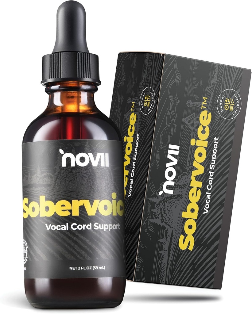 NOVII Sobervoice, Ultimate Vocal Health Drops - Herbal Relief from Vocal Strain, Dryness & Hoarness - Voice Enhancing Booster Drops, Vocal Relief for Singers, Speakers, Performers, 2 fl. oz.